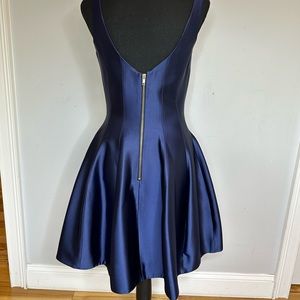 AQUA blue/purple satin bubble flair dress size 4
